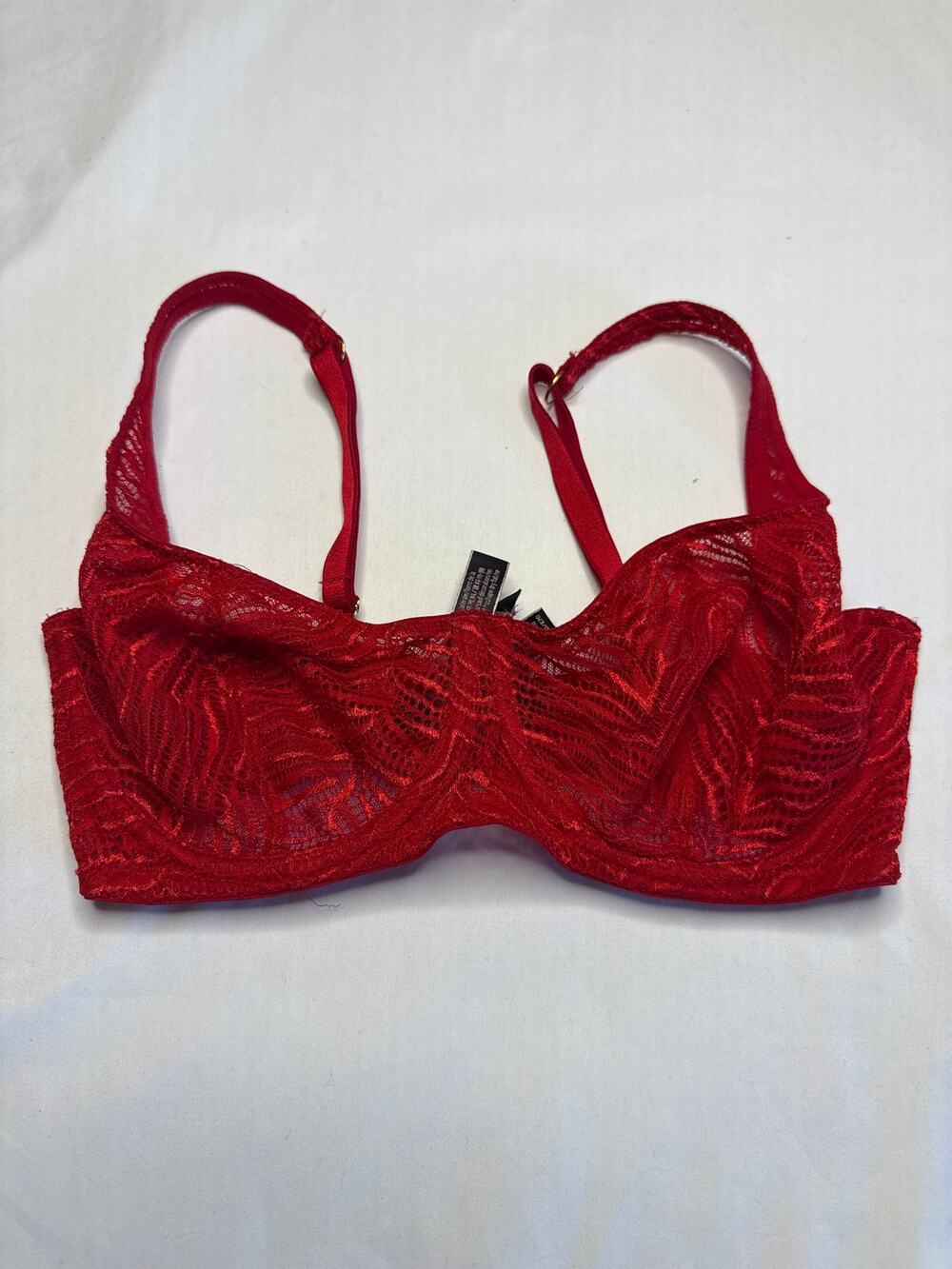 Victoria's Secret Very Sexy Unlined Balconet Bra Red Lacy 32DD